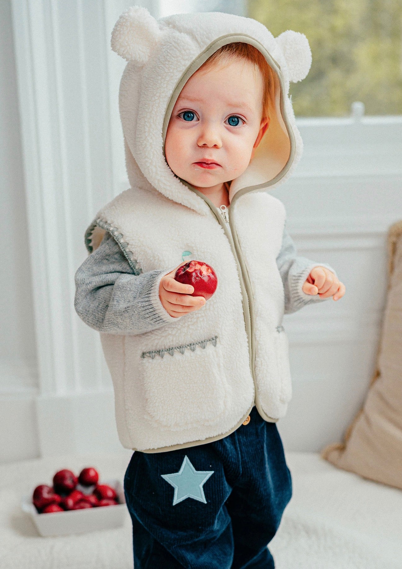 ベスト ベスト ボア素材 クマ耳フード ジップアップ アウター ベスト【mh0011641】