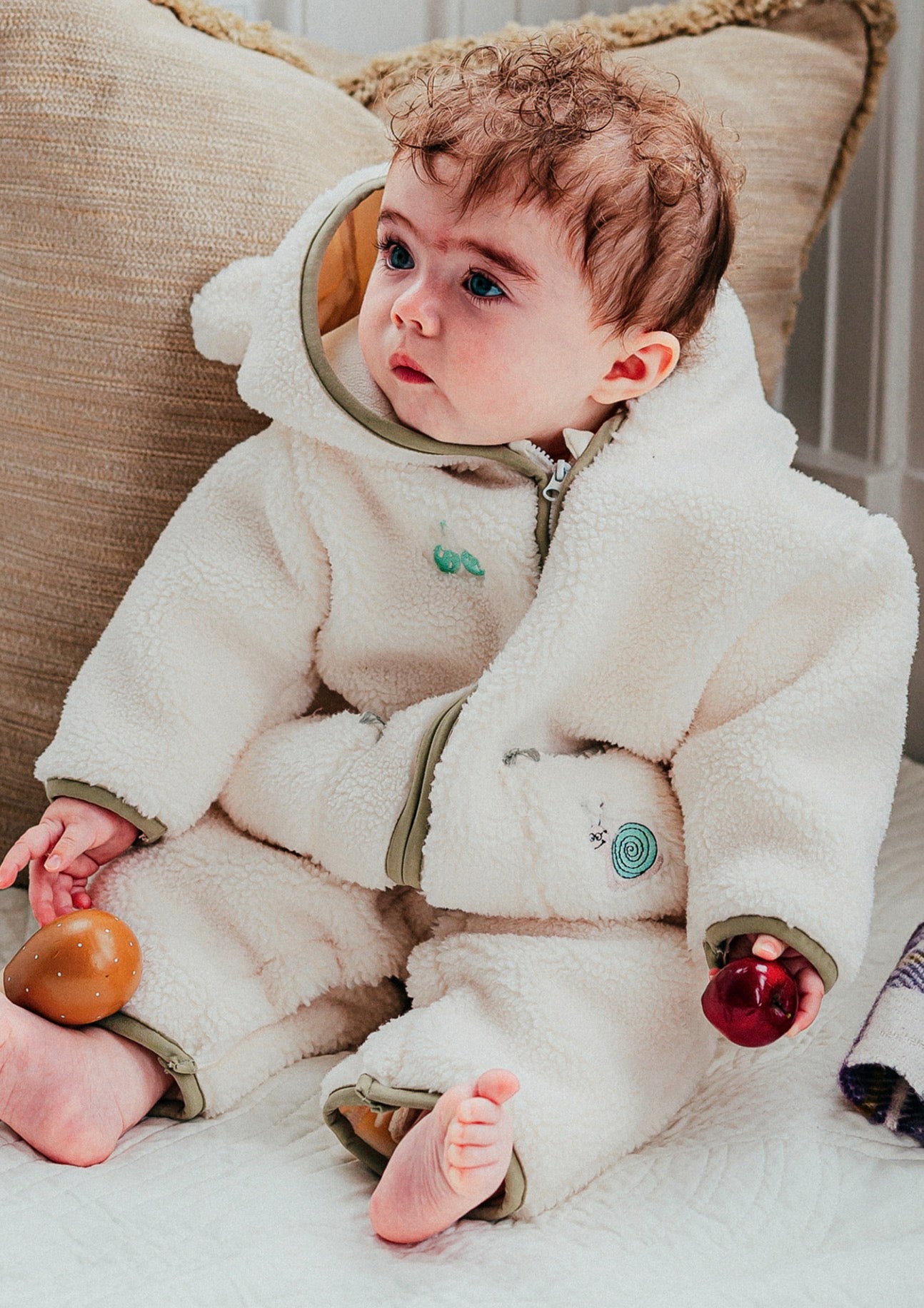 アウタージャンプスーツ カバーオール ボア素材 クマ耳フード ジャンプスーツ つなぎ【mh0011644】