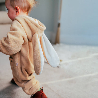 アウタージャンプスーツ 長袖ロンパース ボア素材 ウサギ耳フード ジップアップ カバーオール【mh0011648】