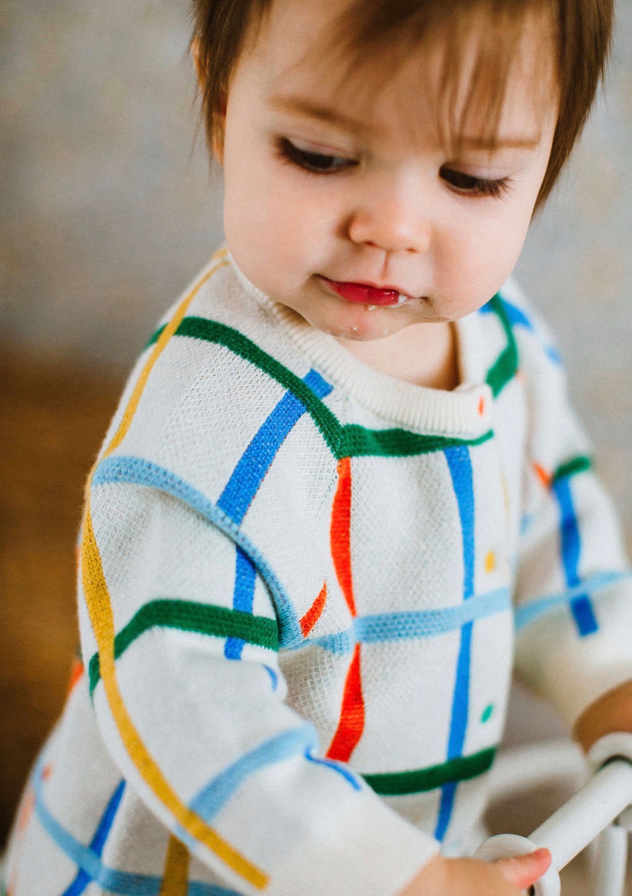 長袖ロンパース 長袖ロンパース コットンニット カラフルチェック柄 ジップアップ カバーオール【mh0011649】