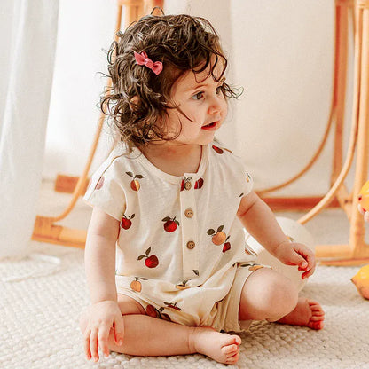 半袖ロンパース Peace and joy / 66cm レモン/フルーツプリント半袖ロンパース【mh0010022】