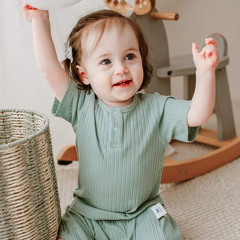 ノースリーブセットアップ Short sleeve t-shirt / 73cm シンプルベーシックノースリーブ/半袖Tシャツ/ショートパンツ【mh0010029】