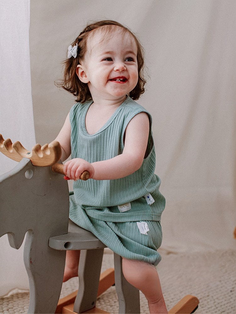 ノースリーブセットアップ シンプルベーシックノースリーブTシャツ/ショートパンツ【mh0010023】