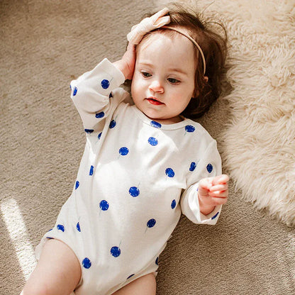 長袖ロンパース White / 66cm ブルーバルーンプリント長袖ロンパース【mh0010018】