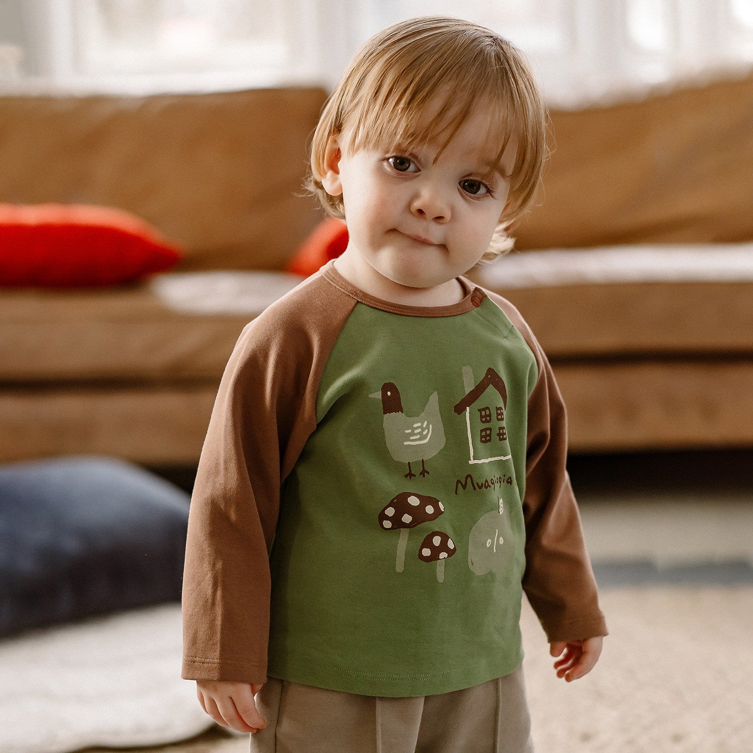 mua qiaqia | Elephant Raglan Long Sleeve エレファント ラグラン 長袖Tシャツ【mh0020125】 green / 73CM mamahalo shop