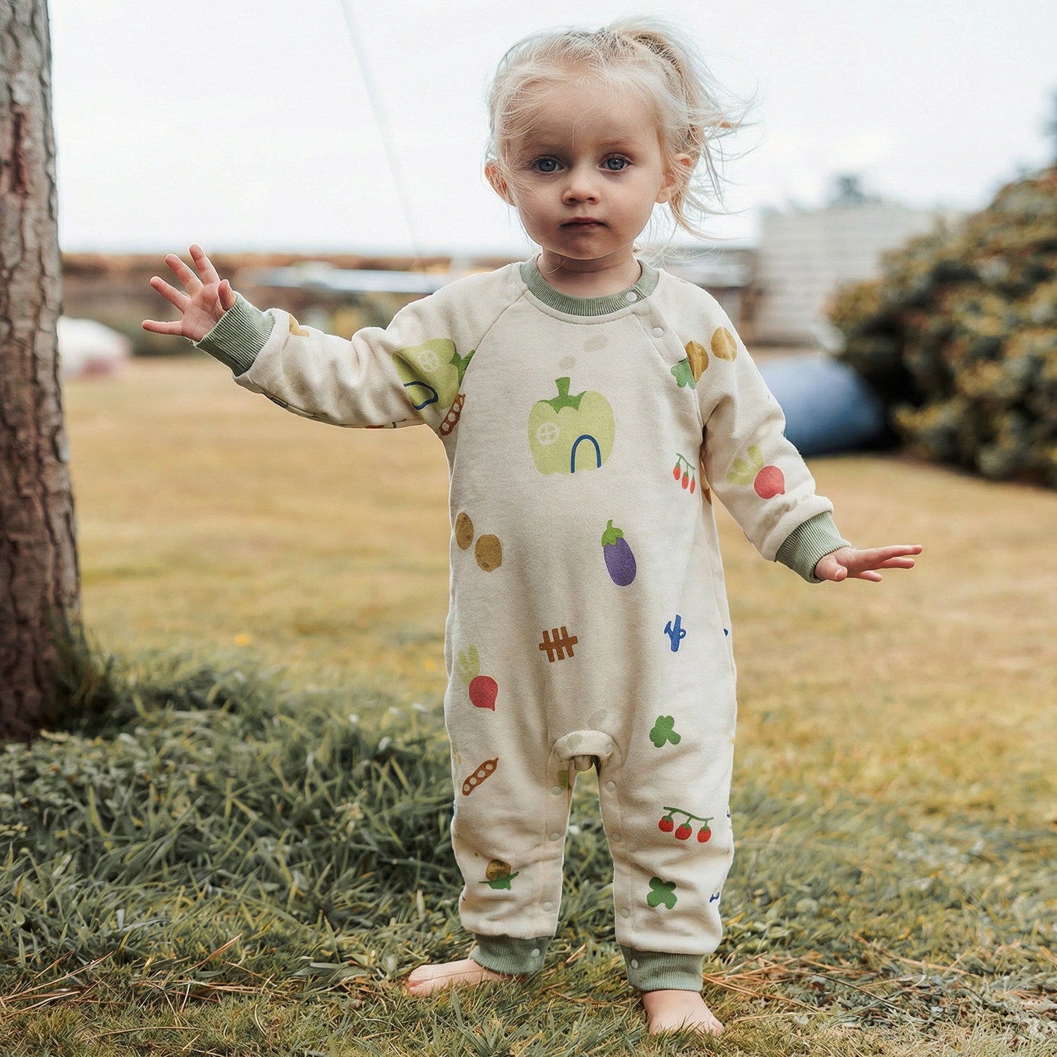 muaqiaqia | Full Print Vegetable Cotton Romper 総柄 ロンパース