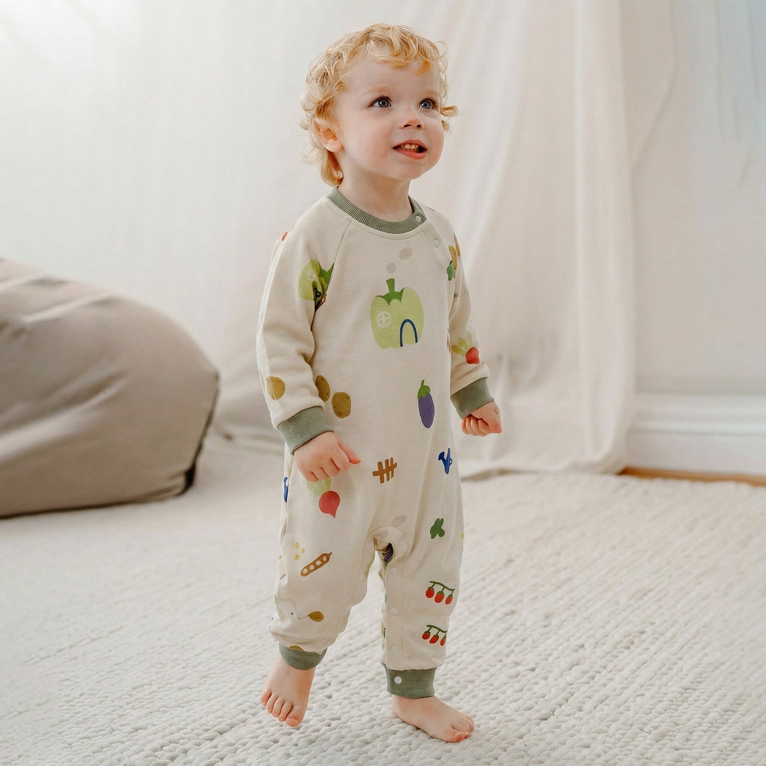 muaqiaqia | Full Print Vegetable Cotton Romper 総柄 ロンパース
