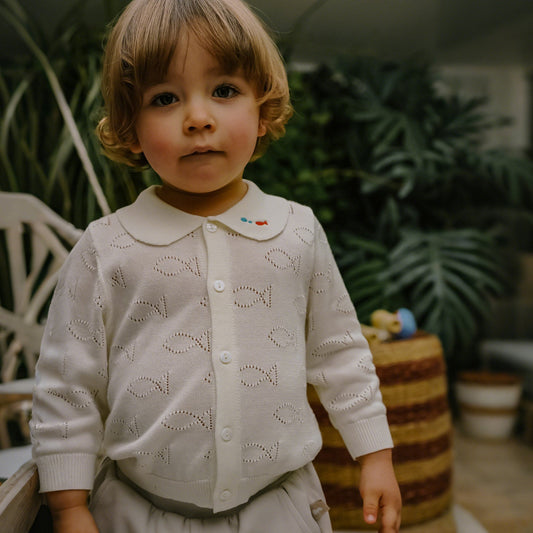 mua qiaqia | Hollow Fish Lapel Knit Cardigan フィッシュ 透かし編み 襟付きカーディガン【mh0020131】 mamahalo shop