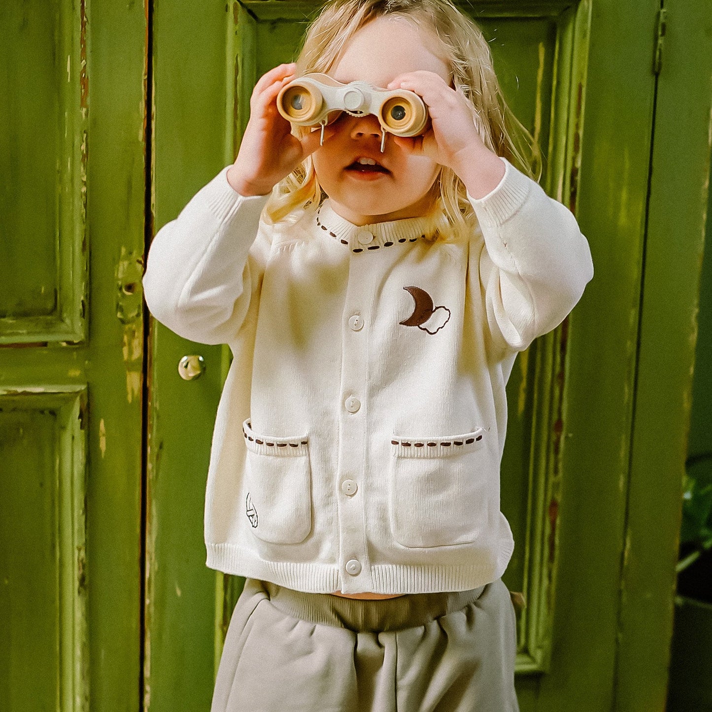 mua qiaqia | Moon and Cloud Knitted Cardigan お月さま ニットカーディガン【mh0020120】 mamahalo shop