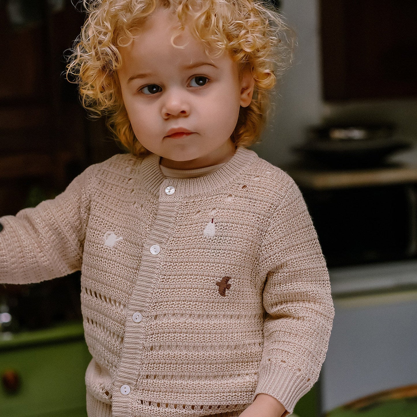 mua qiaqia | Pear Pattern Knitted Cardigan ペア ジャガード 長袖カーディガン【mh0020127】 mamahalo shop