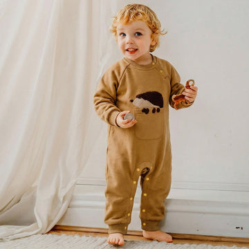 mua qiaqia | Sheep Patch Cotton Romper ヒツジワッペン ロンパース【mh0020115】 turmeric / 66cm mamahalo shop