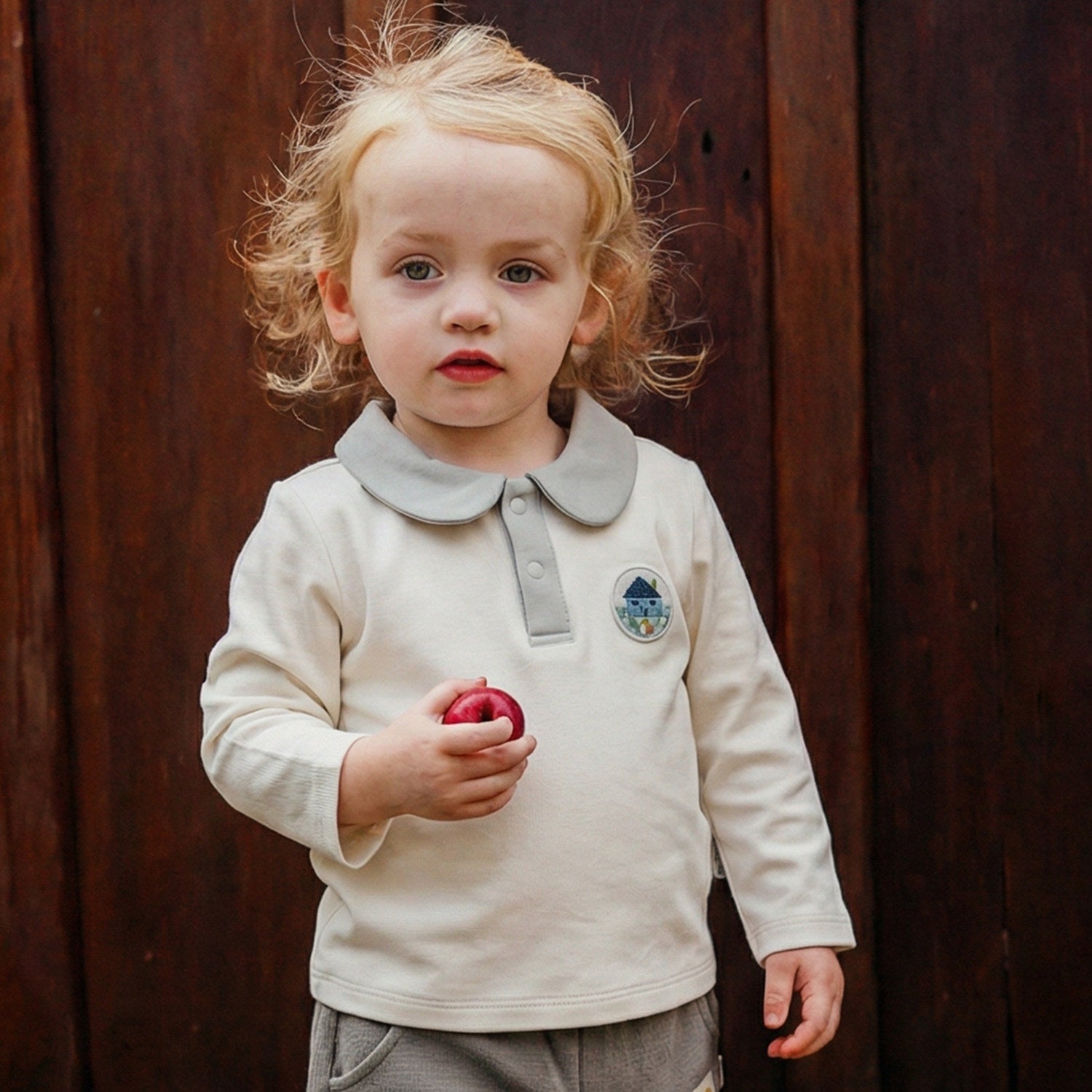 mua qiaqia | Soft Cotton Tree Embroidered Polo コットン ツリー刺繍 ポロシャツ【mh0020132】 white / 73CM mamahalo shop