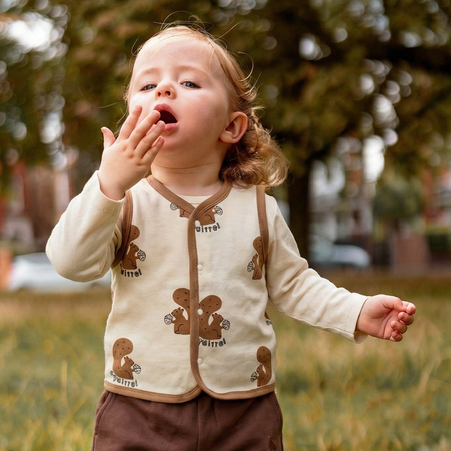 mua qiaqia | Squirrel Print Cotton Vest りすプリント コットンベスト【mh0020119】 mamahalo shop