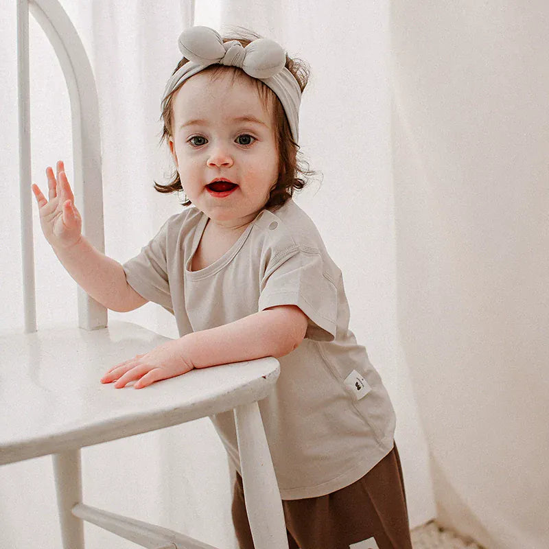 半袖Tシャツ Gray / 73cm 肩あきシンプルベーシック半袖Tシャツ【mh0010027】