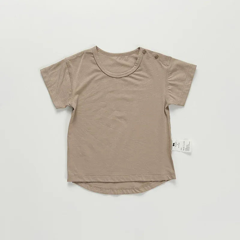 半袖Tシャツ Khaki / 73cm 肩あきシンプルベーシック半袖Tシャツ【mh0010027】