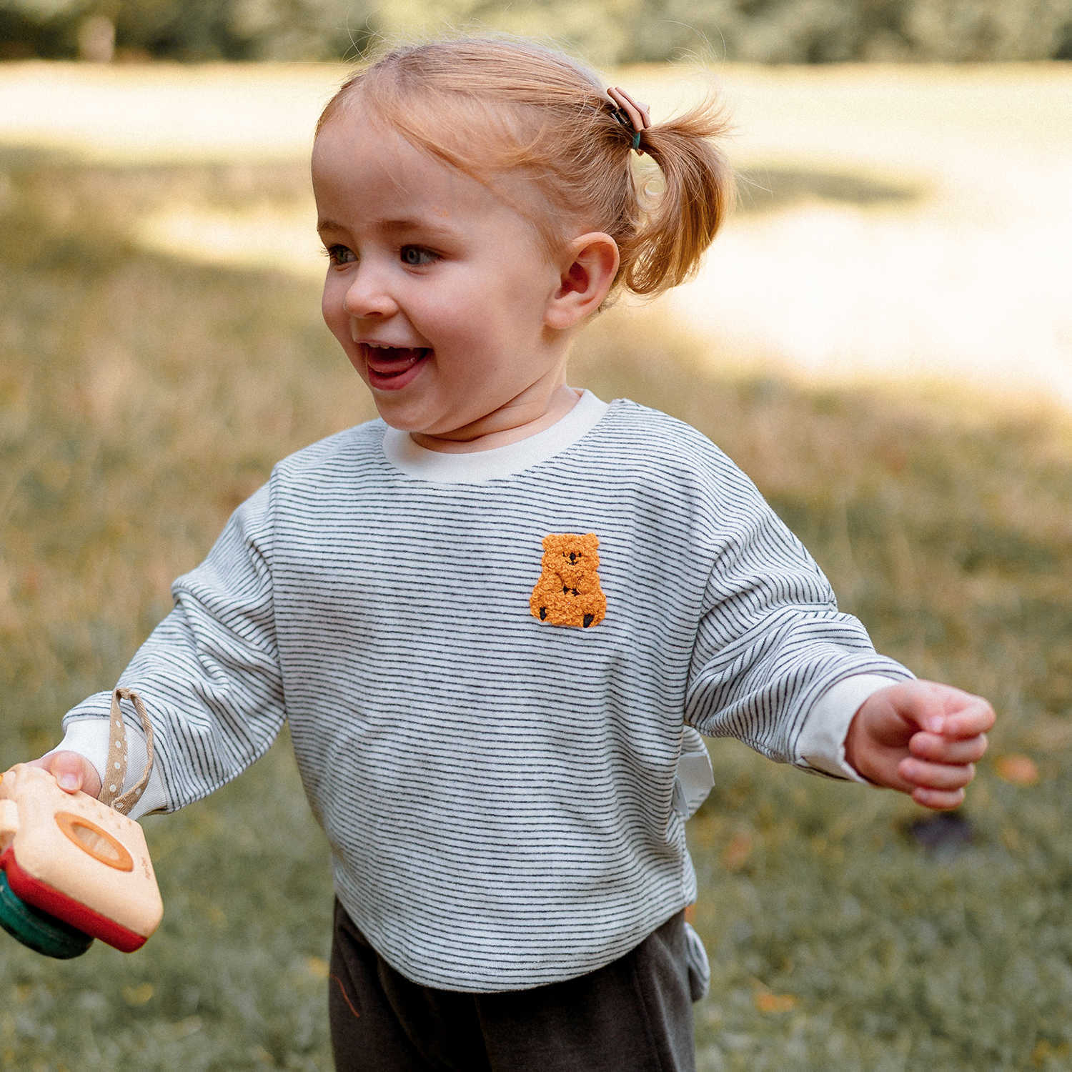 長袖Tシャツ 長袖Tシャツ ボーダー柄 ベアくま刺繍 プルオーバー トップス カットソー【mh0011639】