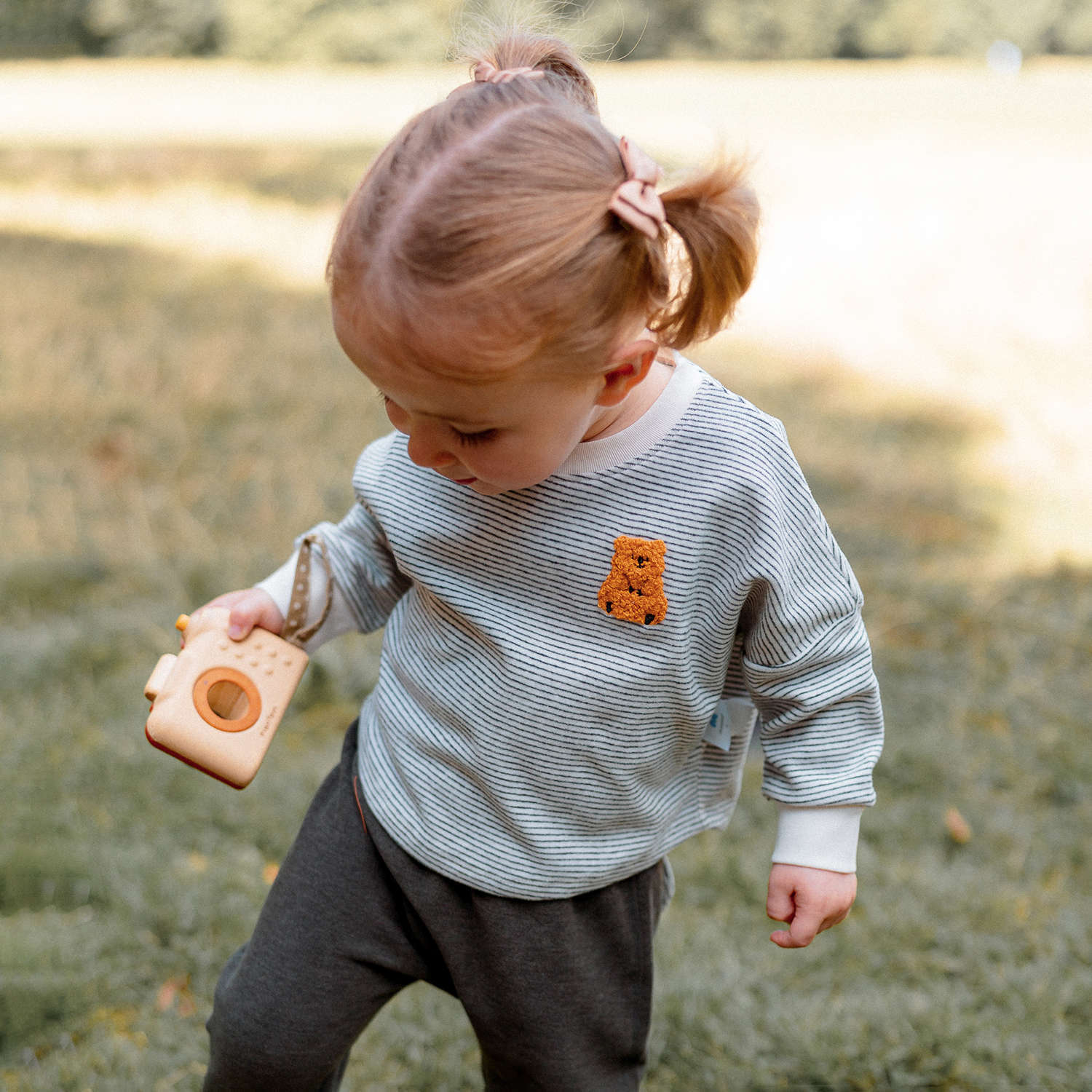 長袖Tシャツ 長袖Tシャツ ボーダー柄 ベアくま刺繍 プルオーバー トップス カットソー【mh0011639】