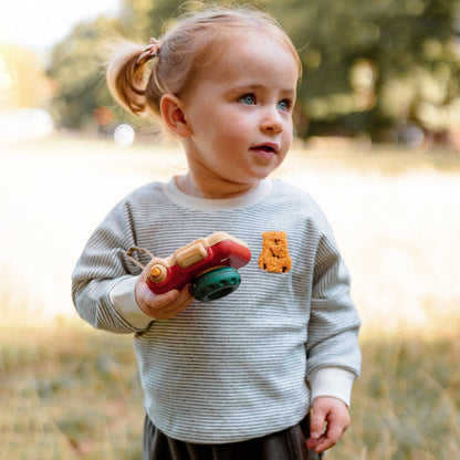 長袖Tシャツ 長袖Tシャツ ボーダー柄 ベアくま刺繍 プルオーバー トップス カットソー【mh0011639】