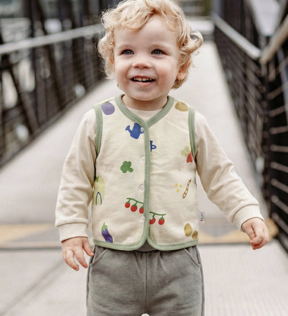 mua qiaqia | Vegetable Print Cotton Vest 総柄 コットンベスト【mh0020109】 mua qiaqia