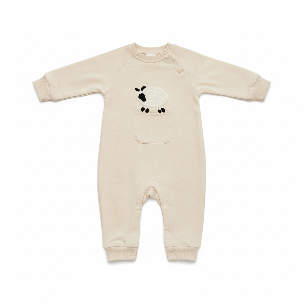 muaqiaqia | Sheep Patch Cotton Romper ヒツジワッペン ロンパース【mh0020115】 muaqiaqia