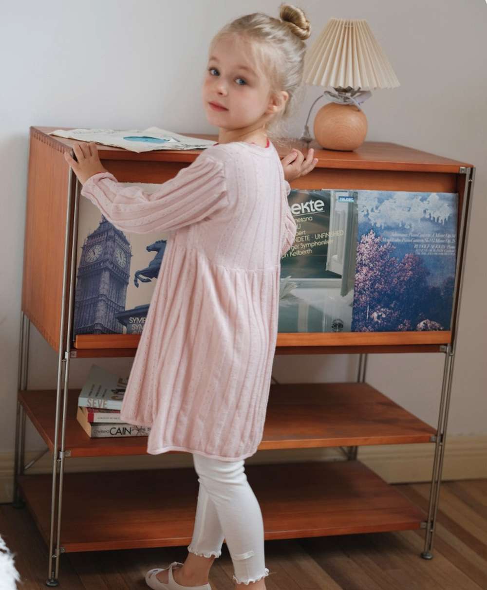 長袖ワンピース 長袖ワンピース ニット 花刺繍 スカラップレース Aライン チュニック【mh0011552】