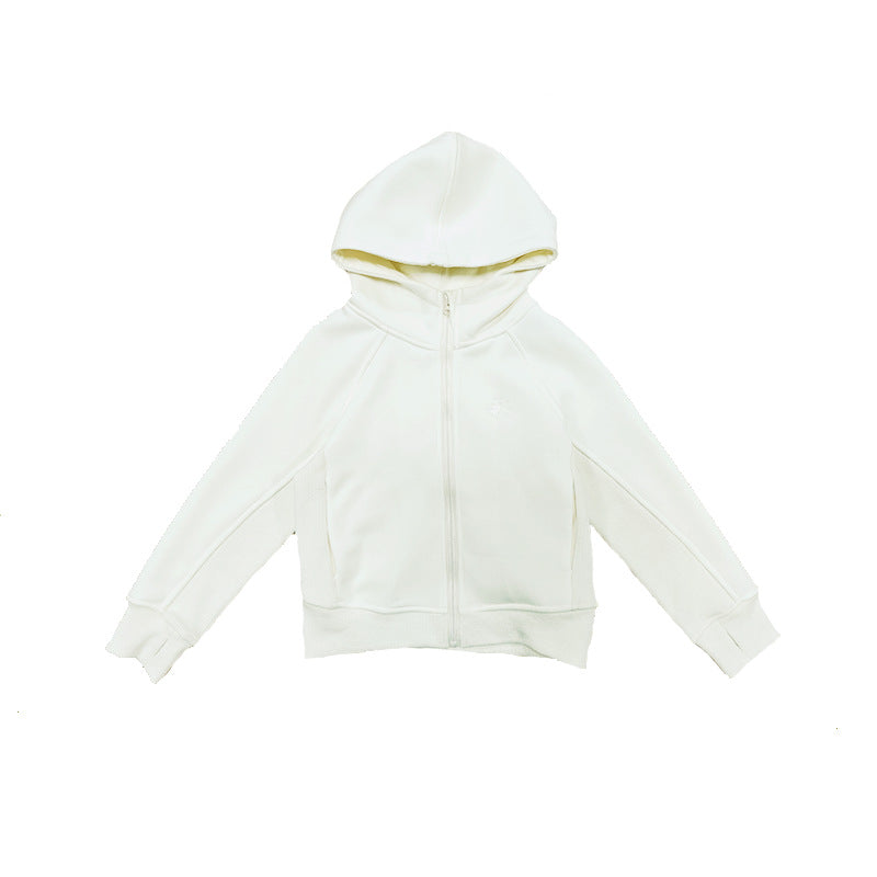 カーディガン・パーカー Beige White / 90cm フーディ ジップアップ くすみカラー キッズ トップス【mh0011571】