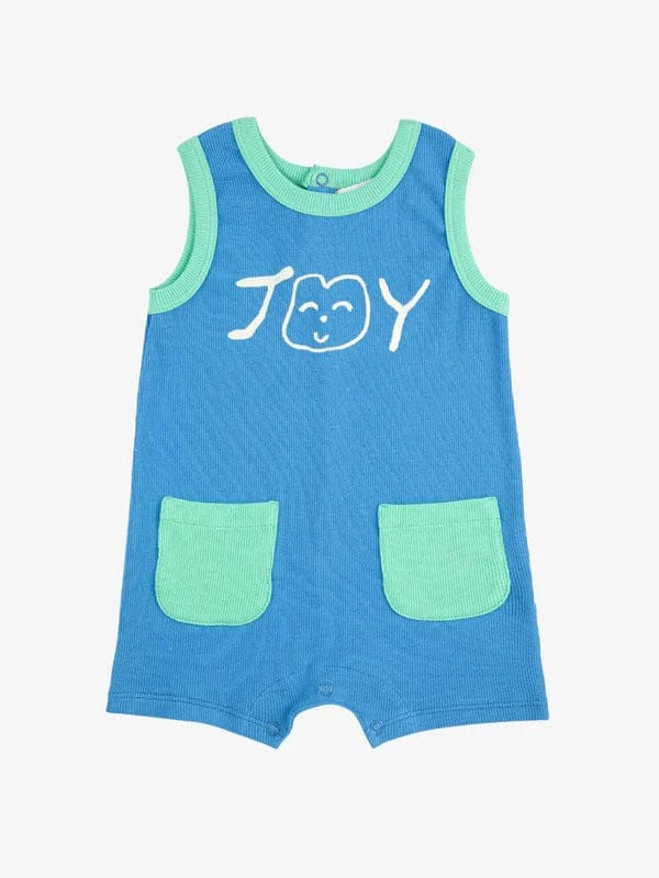 ノースリーブジャンプスーツ Blue / 73cm カラフルパッチワークノースリーブジャンプスーツボディスーツ【mh0009412】