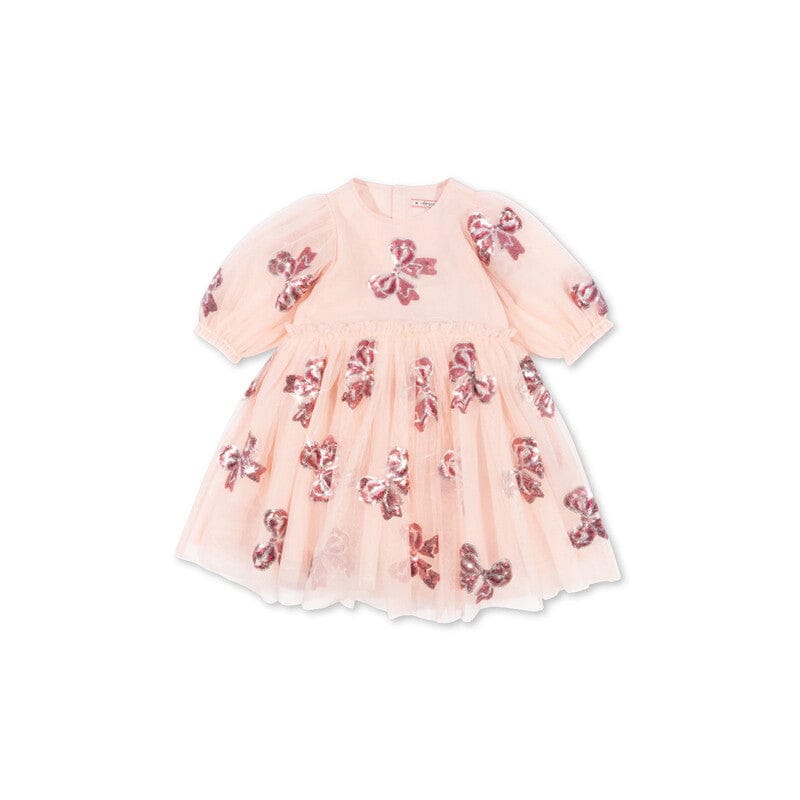 半袖ワンピース Butterfly sequins / 90cm スパンコールリボン/レインボーチュール半袖ドレスワンピース【mh0009411】