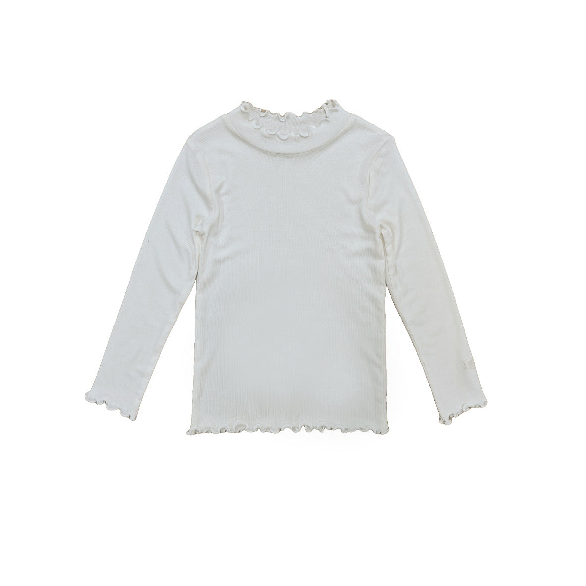 長袖パジャマ Cream white top / 80cm メリノウール キッズ パジャマ ラッフルカラー 長袖 トップス＆パンツ くすみカラー【mh0011572】