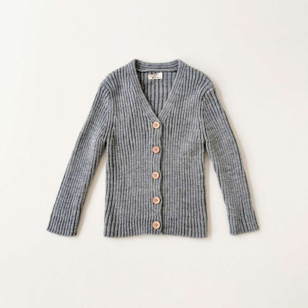 カーディガン・パーカー Gray Blue / 90cm 長袖カーディガン Vネック リブニット ベーシックトップス【mh0011548】