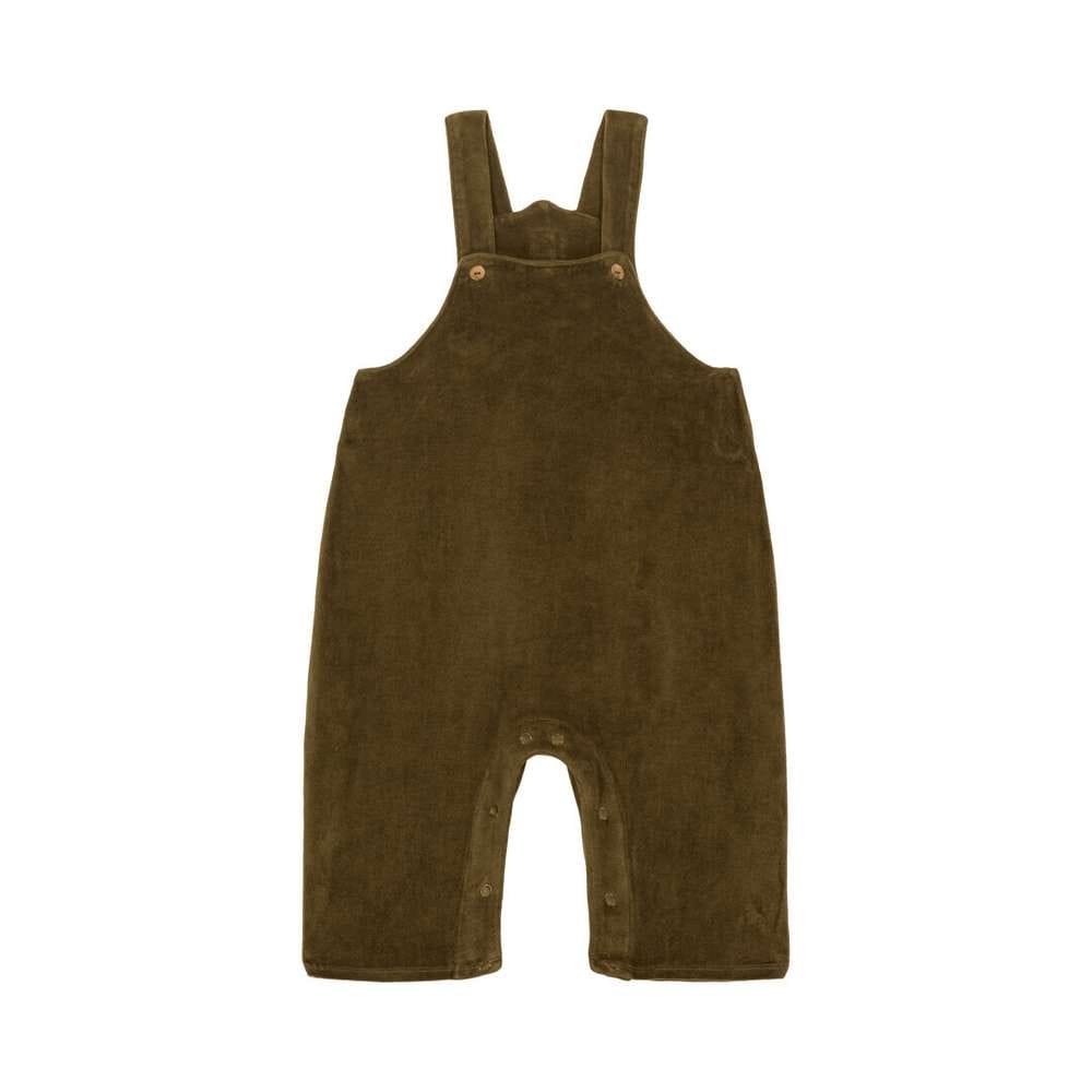オーバーオール Khaki Green / 80cm オーバーオール ベロア調 コットン 股下スナップ キッズサロペット【mh0011550】