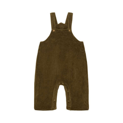 オーバーオール Khaki Green / 80cm オーバーオール ベロア調 コットン 股下スナップ キッズサロペット【mh0011550】