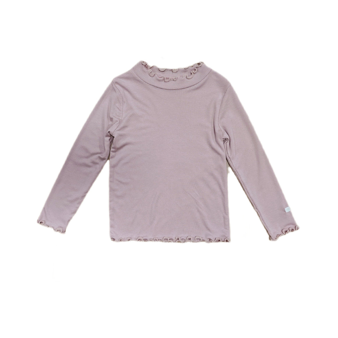 長袖パジャマ Leather pink top / 80cm メリノウール キッズ パジャマ ラッフルカラー 長袖 トップス＆パンツ くすみカラー【mh0011572】
