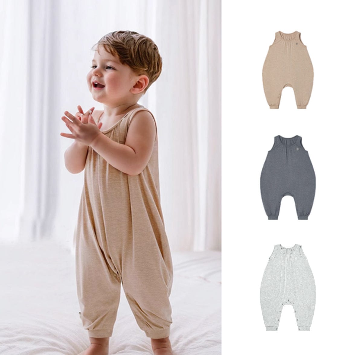 ノースリーブジャンプスーツ Light Gray / 73cm ノースリーブタンクバルーンジャンプスーツ【mh0009405】