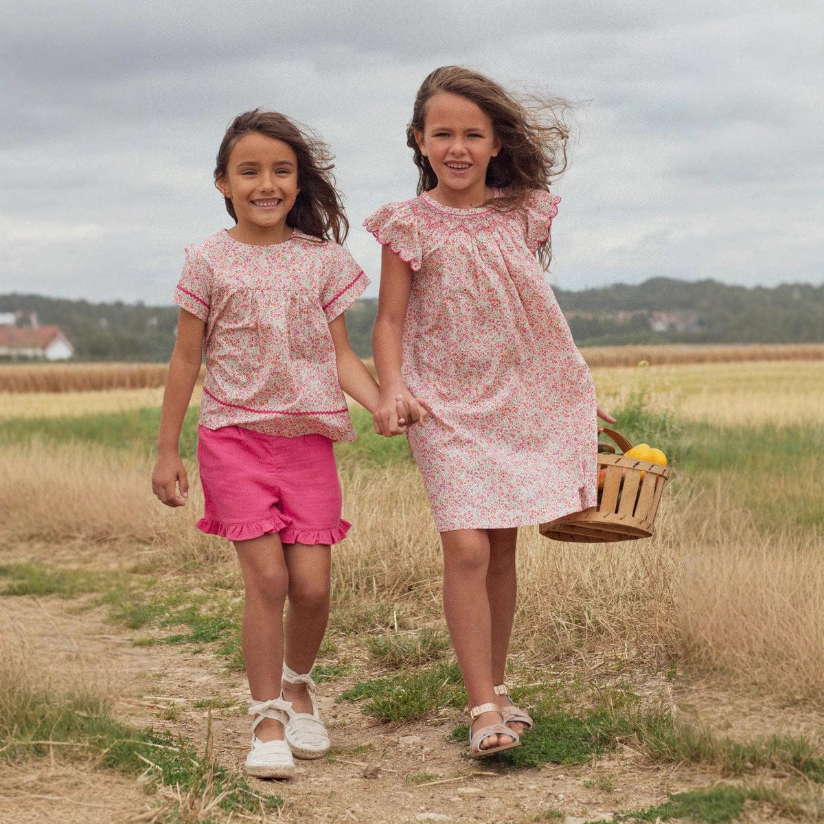 半袖ワンピース フラワープリントノースリーブブラウス/フリルスリーブワンピース【mh0009401】