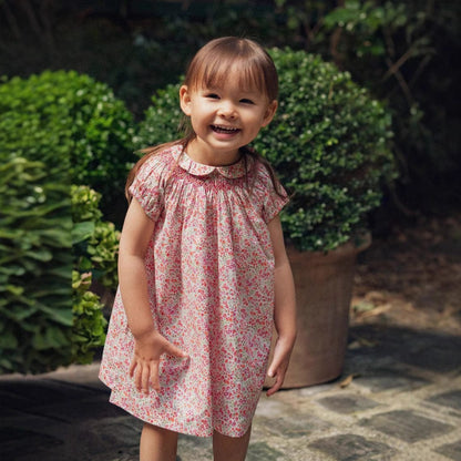 半袖ワンピース フラワープリントノースリーブブラウス/フリルスリーブワンピース【mh0009401】