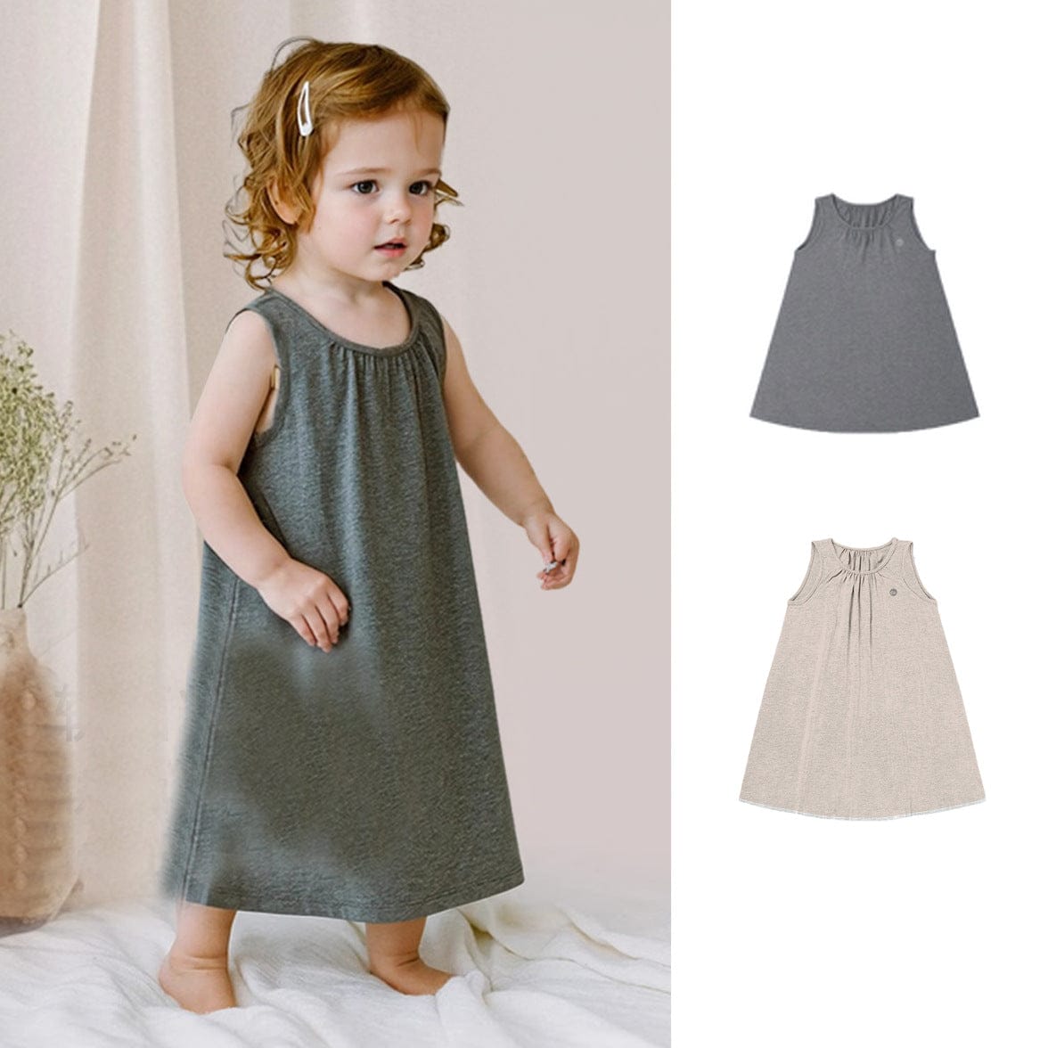 ノースリーブワンピース ノースリーブタックシンプルワンピース【mh0009404】