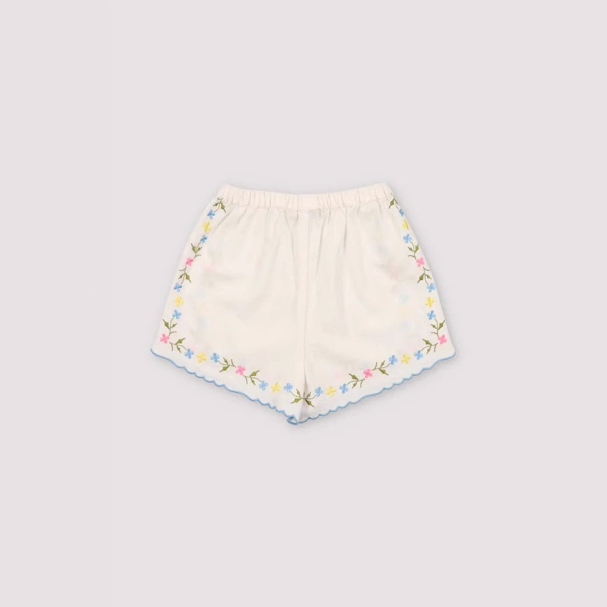 半袖セットアップ フラワー刺繍半袖ボレロシャツ/ショートパンツ【mh0009415】