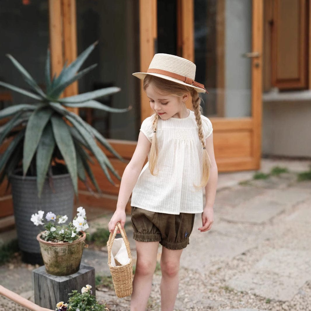 半袖セットアップ ショートパフスリーブブラウス/バルーンショートパンツ【mh0009416】