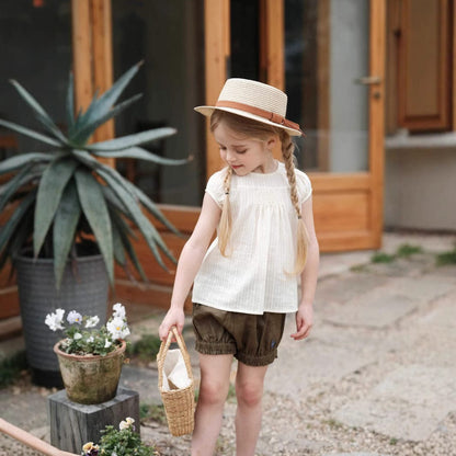 半袖セットアップ ショートパフスリーブブラウス/バルーンショートパンツ【mh0009416】