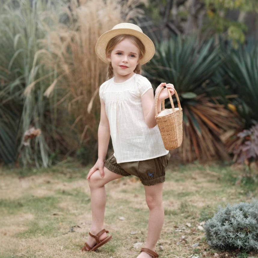 半袖セットアップ ショートパフスリーブブラウス/バルーンショートパンツ【mh0009416】