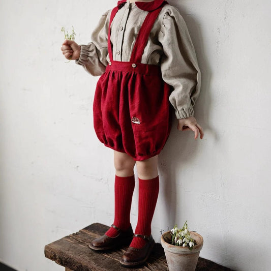 サロペットパンツ・サスペンダーパンツ レトロサスペンダーバルーンショートパンツ【mh0009420】