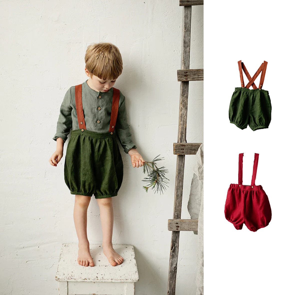 サロペットパンツ・サスペンダーパンツ レトロサスペンダーバルーンショートパンツ【mh0009420】