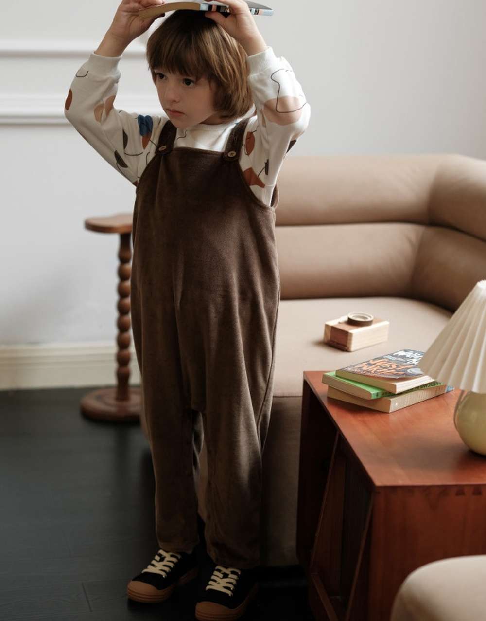 オーバーオール オーバーオール ベロア調 コットン 股下スナップ キッズサロペット【mh0011550】
