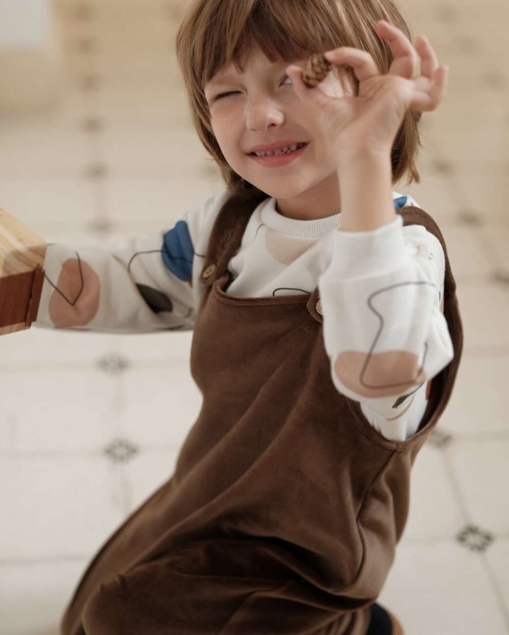 オーバーオール オーバーオール ベロア調 コットン 股下スナップ キッズサロペット【mh0011550】