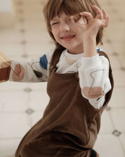 オーバーオール オーバーオール ベロア調 コットン 股下スナップ キッズサロペット【mh0011550】