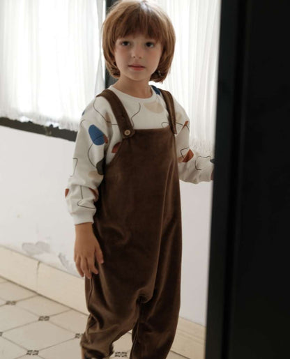 オーバーオール オーバーオール ベロア調 コットン 股下スナップ キッズサロペット【mh0011550】