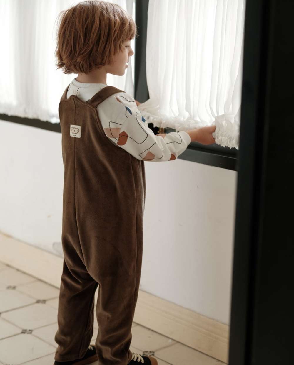 オーバーオール オーバーオール ベロア調 コットン 股下スナップ キッズサロペット【mh0011550】