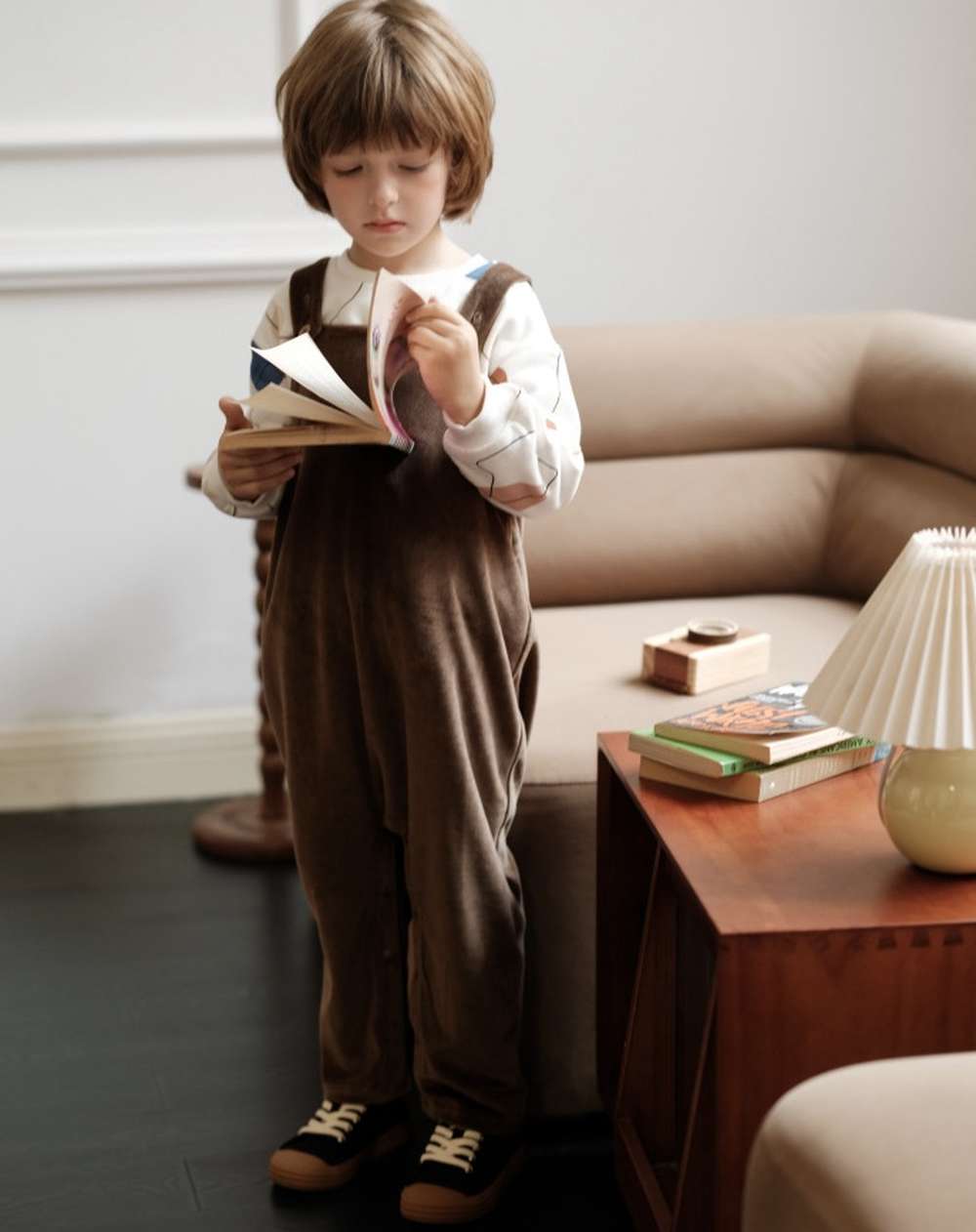 オーバーオール オーバーオール ベロア調 コットン 股下スナップ キッズサロペット【mh0011550】