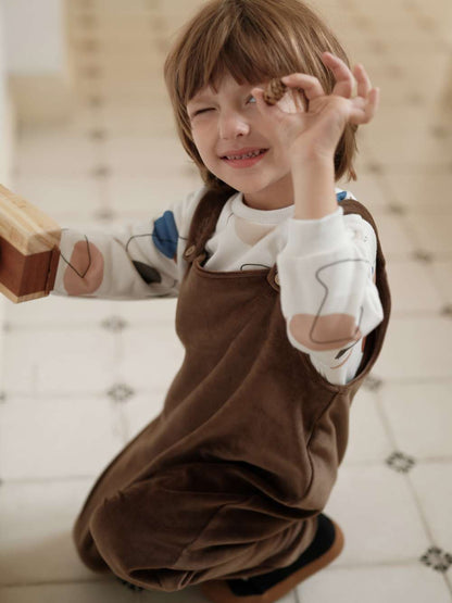 オーバーオール オーバーオール ベロア調 コットン 股下スナップ キッズサロペット【mh0011550】